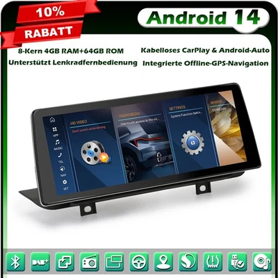 10.25" 8-Kern DAB+ 64GB Android 14 Autoradio CarPlay BMW 2er F45 F46 F22 MPV NBT - Bild 1 von 4