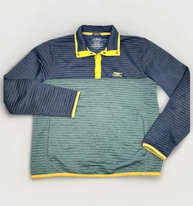 LL Bean Airlight Strickpullover Herren M blau grün Colorblock gerippt Druckknopf Pullover - Bild 1 von 13