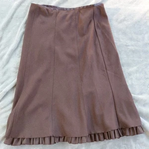 Vintage Field Manor Pencil Skirt Womens 8 Brown Wool Classic Ruffle Hem Preppy - Picture 1 of 12