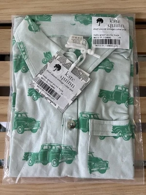 *NIB* Kate Quinn 6Y Bamboo Short Sleeve Vintage Collar Shirt Green Picnic Truck - Image 1 of 3
