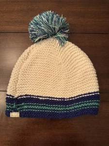 NUEVO Gorro Hollister Pom - Crema Blanco/Azul/Verde - Imagen 1 de 4