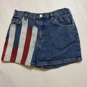 American Flag Stars Stripes Kids Jean Shorts SZ 6X -7 The Children's Place - Picture 1 of 4