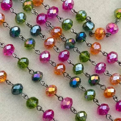 Cadena Eyepin Rosario Rosario con Cuentas de Cristal Rosa Mascarada 8 mm 2 pies por Paquete Foto 1 de 2