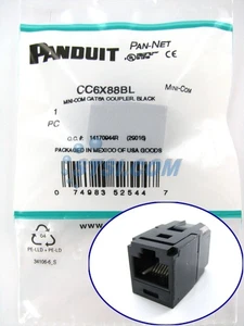 Panduit CC6X88BL Mini-Com Cat6a 10Gig RJ45 8P8C Coupler Module Black ~STSI - Imagen 1 de 4