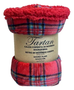Soffice Calda Coperta Tartan Rosso Plaid Coral Scozzese retro Agnellato Sherpa - Imagen 1 de 8