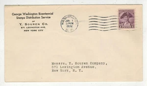 George Washington 1932 Bicentenario 1er año Souren FDC ¡Limpio! 708 3c PÚRPURA - Imagen 1 de 1
