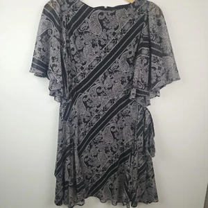 Lauren Ralph Lauren Black Label Paisley Georgette Dress Size 8 Fairy - Picture 1 of 7