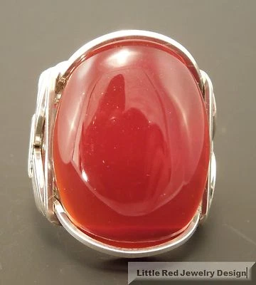 Large Carnelian Sterling Silver Wire Wrapped Ring  - Image 1 of 4