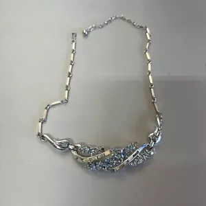 vintage coro Blue rhinestone necklace 18 Inches Long No Missing Stones - Picture 1 of 12