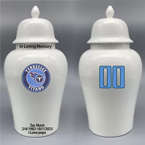 Ceramic Large Urn for Tennessee Titans Football Theme, Custom Text & Number - Picture 1 of 5