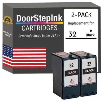 DoorStepInk Compatible  Ink Cartridge for Lexmark #32 Black Twin-USA - Image 1 of 4