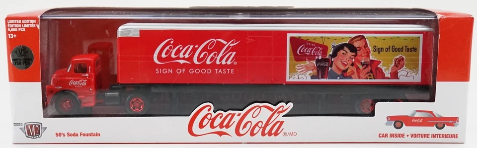 M2 Machines Coca-Cola 50's Soda Fountain Truck W/ Car 1:64 Die Cast Chase LE 750 - Image 1 of 4
