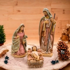 PRESEPE STATUA SET NATIVITA' H.25 cm IN RESINA SACRA FAMIGLIA ART.04713 - Foto 1 di 1