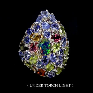 925 Sterling Silber Ring Feuer Opal Peridot Saphir Tansanit Edelstein Größe 9 - Bild 1 von 13