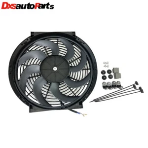 14" INCH S Blade SLIM ELECTRIC RADIATOR FAN PULLER HIGH POWER MOTOR 1750 CFM - Foto 1 di 4