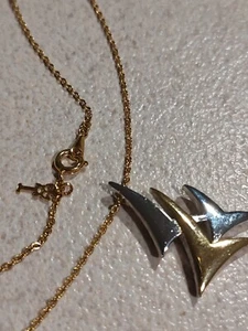 Collar Modernista Corona Trifari Oro Tono Plata Abstracto Pájaros Firmado De Colección - Imagen 1 de 8