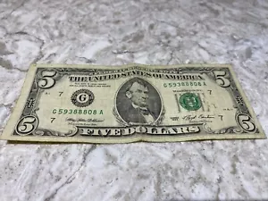 Rare $5 Dollar Bill 1993 Series 7 - Picture 1 of 6