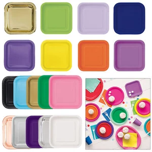 Platos de fiesta de papel desechables cuadrados de colores lisos de 7" 9" vajilla eventos de Navidad - Imagen 1 de 42