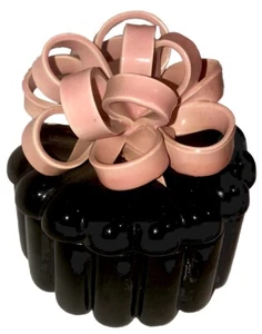 Confezione Vintage Ceramica Nera E Rosa Statuina Vanity Trinket Box ��5”x4” Bella - Foto 1 di 6
