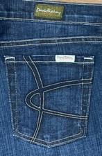 David Kahn Jeanswear Cropped Capri Dark Blue Jeans Women's Size 32 35x23 EUC!!!