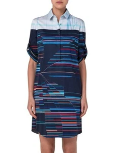 Akris Punto Matrix Flower Print Sateen Shirtdress SZ 44 = US 12 - NWOT $1,290.00 - Picture 1 of 5