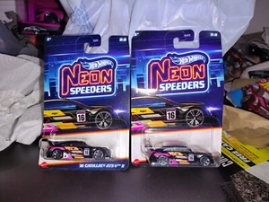 Neu! Hot Wheels 2024 HW Neon Speeders 8:8 Black '16 Cadillac ATS-VR LOT OF 2 NR - Bild 1 von 5
