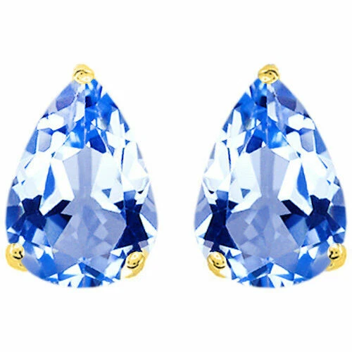 PENDIENTES PUSH 1.50 - 2.50 QUILATES ORO AMARILLO MACIZO 14K AGUAMARINA FORMA PERA Foto 1 de 1