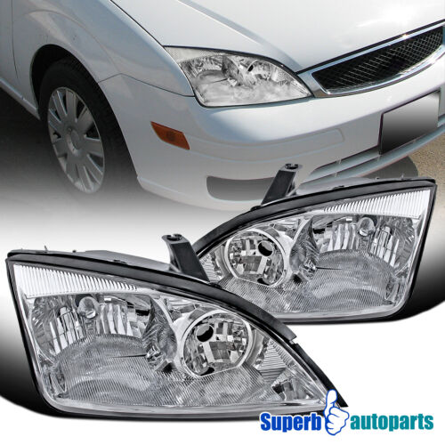 Clear Fits 2005-2007 Ford Focus Headlights Repalcement Lamps Pair 