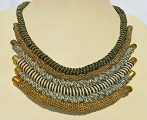 Statement-Collier, XXL-Halskette, Kordeln, Indien,Golden/Schwarz - Picture 1 of 4