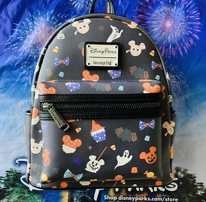 Mochila Loungefly 2020 Mickey Icon Halloween Snacks Treats EXACTA Parks - Imagen 1 de 5