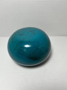 Türkis Blau Keramik Kugel Briefbeschwerer Dekor Signiert - Bild 1 von 7