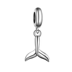 Wal / Fischschwanz - Massiv 925 Sterlingsilber Europäischer Charm Perle / Anhänger. - Bild 1 von 1