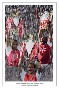 IAN WRIGHT THIERRY HENRY DENNIS BERGKAMP Signed Autograph PHOTO Gift ARSENAL - Picture 1 of 1