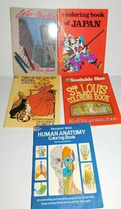 VINTAGE 1980S LOT OF 5 ADULT ART COLORING BOOKS NY JAPAN ANATOMY - Picture 1 of 1