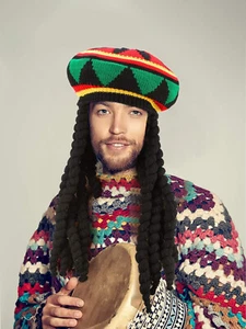 Sombrero Rasta con Rastas Negras Peluca Pelo Largo Peluca Rasta Disfraz Divertido Fiesta Sombreros - Imagen 1 de 7