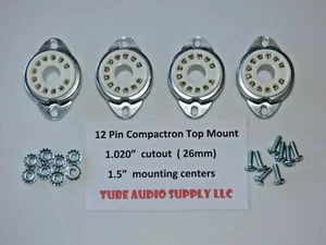 CERAMIC COMPACTRON 12 pin VACUUM TUBE SOCKET, TOP MOUNT, W/ hardware, 4 pcs - Picture 1 of 3