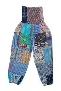 Boho Gypsy Hippy Yoga Harem Pant Cotton Smocked Waist Front Pockets Pants S/M