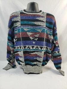 Vintage Today's News Aztec mehrfarbiger Acryl Herren Pullover Größe L  - Bild 1 von 8