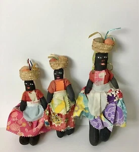 JAMAIKANISCHE KULTUR HANDGEFERTIGTE STOFFSTOFF MARKT DAMEN SET MIT 3 PUPPEN - Bild 1 von 4