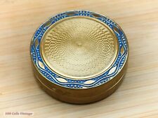 Tiny Cheramy Blue and Gold-Vintage Ladies Powder Compact -cor
