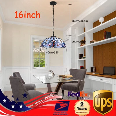 Lámpara colgante estilo Tiffany de 16" vitral lámpara de techo estilo barroco Foto 1 de 4