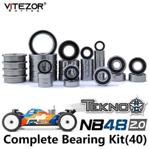 For Tekno 1/8 NB48 2.0 Buggy Complete Bearings Kit (40 Pcs) Chrome Rc Car Part - Picture 1 of 8