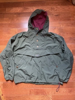 Vtg Columbia Color Block Pullover Wind Jacket Large Green-Blue-Maroon Hooded - Image 1 of 4