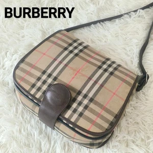 Burberry Nova Check Shoulder Bag Shadow Horse Canvas Beige Japan F/S USED - Picture 1 of 24