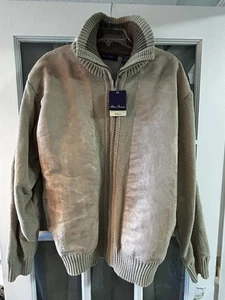 Alan Flusser Men's Size MTan Full Zip Jacket Elbow Patch Wool Blend NWT - Picture 1 of 10