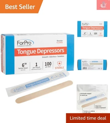 Depresores de lengua estériles para personas mayores de 6 pulgadas - 100 unidades palos envueltos individualmente Foto 1 de 4