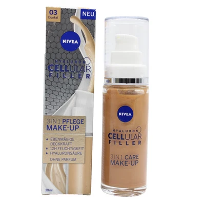 NIVEA Hyaluron CELLULAR Filler 3in1 Pflege Make-up 03 dunkel 30 ml - NEU OVP