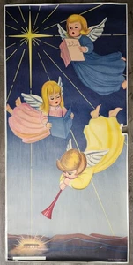 Poster Porta Angeli Natale Rione Montgomery Vintage anni 50 72x36 Natività - Foto 1 di 9