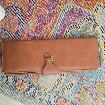 Estuche de corbata de viaje de cuero vintage / carrito para corbata con percha, interior negro Foto 1 de 3