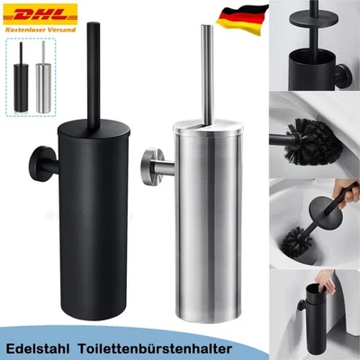 Edelstahl Toilettenbürste WC-Bürstenhalter Garnitur Wandhalter Bürste Klobürste - Bild 1 von 4